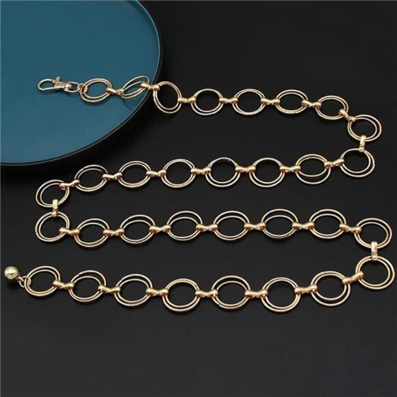 Women's Chain Belt Metal Waist Belt Gold8 - Picture 4 of 6